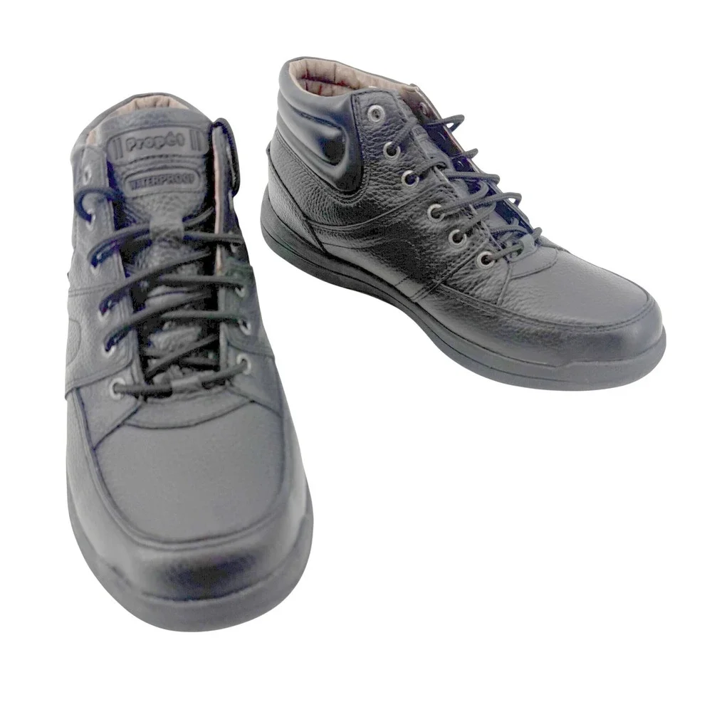 Propet Waterproof Hiking Boots Mens Black Leather Sealtex Mid Top Lace Up Work